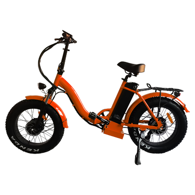Nam giới Mini Folding Electric Hybrid Bike Xe đạp điện gấp 48v màu cam có hệ thống hỗ trợ bàn đạp